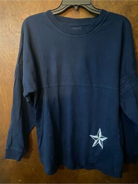 Small Long Sleeve Oversized Blue Stars Drum And Bugle Corps Shirt.
